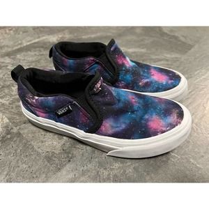 NWOB Girls Vans Sneakers Missy Size 1 Asher Slip On Galaxy Design
